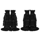 PUNK RAVE Women's Gothic Ruffled Mesh Splice Leg Warmers