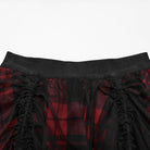 PUNK RAVE Women's Gothic Ruffled Mesh Splice Plaid High/low Skirt
