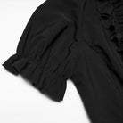 PUNK RAVE Women's Gothic Ruffled Plunging Puff Short Sleeved Shirt