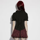 PUNK RAVE Women's Gothic Ruffled Plunging Puff Short Sleeved Shirt