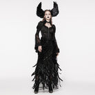 PUNK RAVE Women's Gothic Sequin Feather Floral Skirt