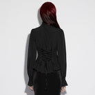 PUNK RAVE Women's Gothic Sheer Ruffled Puff Long Sleeved Shirt