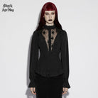 PUNK RAVE Women's Gothic Sheer Ruffled Puff Long Sleeved Shirt