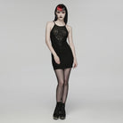 PUNK RAVE Women's Gothic Sheer Slim Fitted Slip Dress