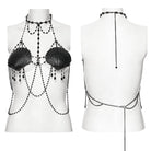 PUNK RAVE Women's Gothic Shell Beaded Chain Halterneck Harness