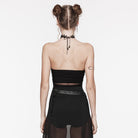 PUNK RAVE Women's Gothic Skeleton Embroidered Mesh Bustier