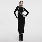 PUNK RAVE Women's Gothic Skeleton Printed Cutout Halloween Dress Black