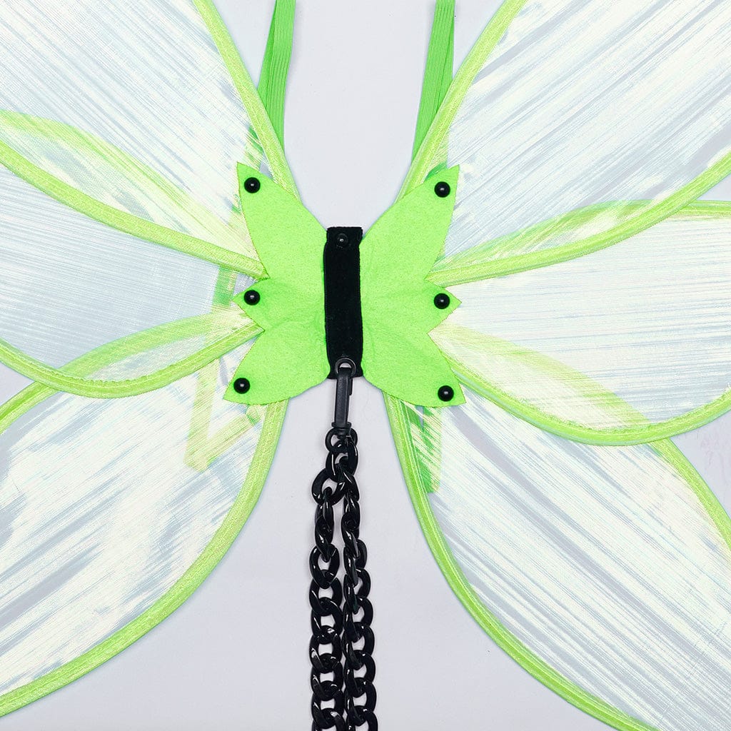 PUNK RAVE Women's Gothic Skull Butterfly Wings Harness Green