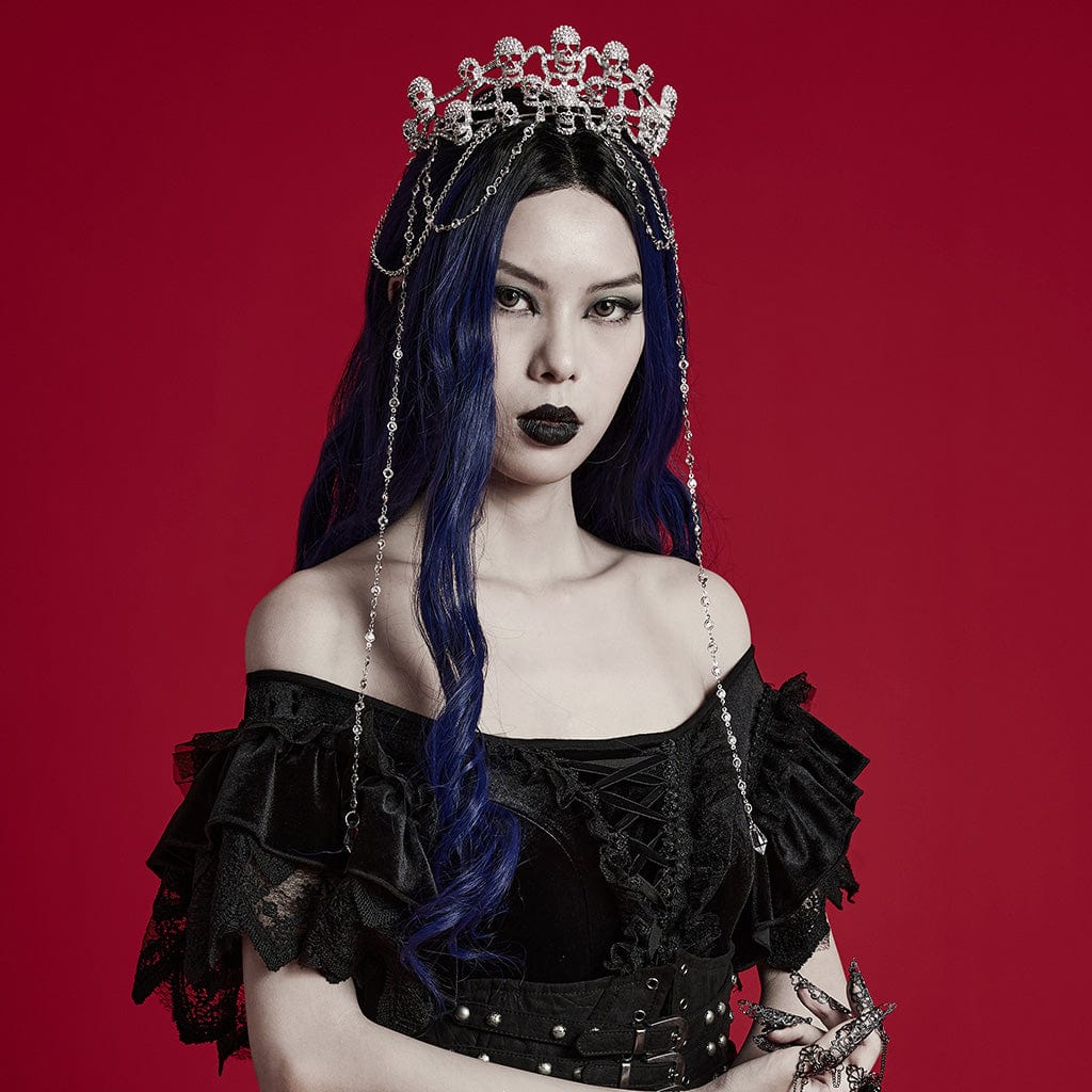 PUNK RAVE Women's Gothic Skull Crown