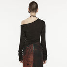 PUNK RAVE Women's Gothic Slash Shoulder Drawstring Shirt