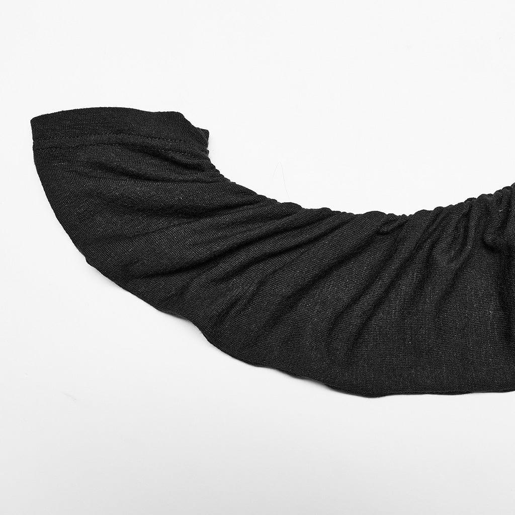 PUNK RAVE Women's Gothic Slash Shoulder Drawstring Shirt