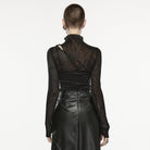 PUNK RAVE Women's Gothic Spider Mesh Splice Cutout Shirt