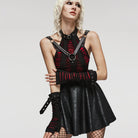 PUNK RAVE Women's Gothic Spider Mesh Splice Ripped Gloves