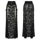 PUNK RAVE Women's Gothic Split Lace Skirt with Studded Chain