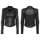 PUNK RAVE Women's Gothic Stand Collar Cutout Ruched Shirt