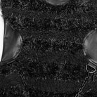 PUNK RAVE Women's Gothic Stand Collar Faux Fur Splice Party Dress Black