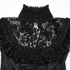 PUNK RAVE Women's Gothic Stand Collar Flocking Mesh Formal Dress