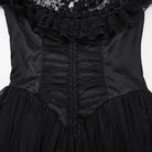 PUNK RAVE Women's Gothic Stand Collar Flocking Mesh Formal Dress