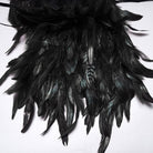 PUNK RAVE Women's Gothic Stand Collar Floral Crochet Irregular Feather Shawl Black