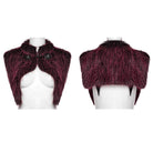 PUNK RAVE Women's Gothic Stand Collar Gradient Faux Fur Cape Red