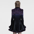 PUNK RAVE Women's Gothic Stand Collar Gradient Faux Fur Cape Violet