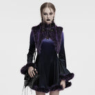 PUNK RAVE Women's Gothic Stand Collar Gradient Faux Fur Cape Violet