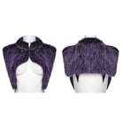 PUNK RAVE Women's Gothic Stand Collar Gradient Faux Fur Cape Violet