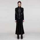 PUNK RAVE Women's Gothic Stand Collar Lace-up Fishtail Dress