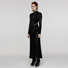 PUNK RAVE Women's Gothic Stand Collar Lace-up Fishtail Dress