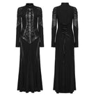 PUNK RAVE Women's Gothic Stand Collar Lace-up Fishtail Dress
