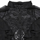 PUNK RAVE Women's Gothic Stand Collar Ruffled Lace Shirt