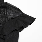 PUNK RAVE Women's Gothic Stand Collar Ruffled Lace Shirt