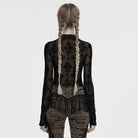 PUNK RAVE Women's Gothic Star Cross Flocking Mesh T-shirt