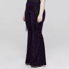 PUNK RAVE Women's Gothic Strappy Jacquard Flared Pants
