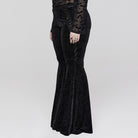 PUNK RAVE Damen Gothic Riemchen-Schlaghose aus Jacquard