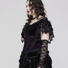 PUNK RAVE Women's Gothic Strappy Ruffled Velvet  Underbust Corset