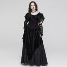PUNK RAVE Women's Gothic Strappy Ruffled Velvet  Underbust Corset