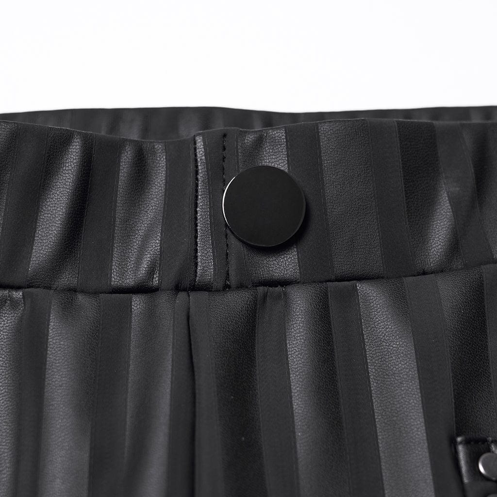 PUNK RAVE Women's Gothic Stripe Faux Leather Leggings