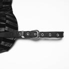 PUNK RAVE Women's Gothic Striped Lace-up Slip Dress Graduation Dress with Detachable Bowknot Black