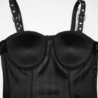 PUNK RAVE Women's Gothic Striped Lace-up Slip Dress Graduation Dress with Detachable Bowknot Black