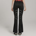 PUNK RAVE Women's Gothic Symmetrical Mesh Pointed Flared Pants Black