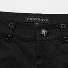 PUNK RAVE Women's Gothic Symmetrical Mesh Pointed Flared Pants Black