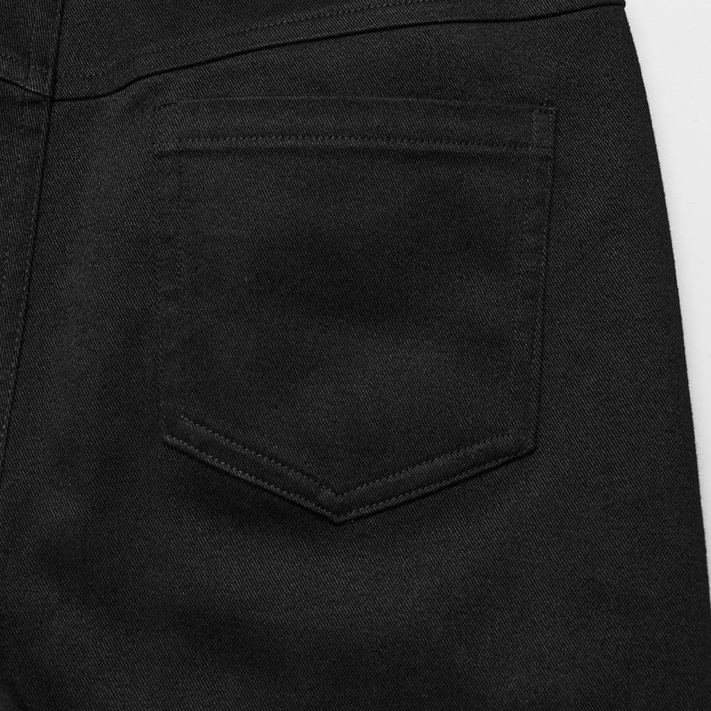PUNK RAVE Women's Gothic Symmetrical Mesh Pointed Flared Pants Black