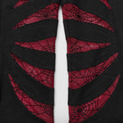 PUNK RAVE Women's Gothic Symmetrical Mesh Pointed Flared Pants Black-Red