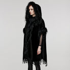 PUNK RAVE Women's Gothic Tassel Faux Fur Splice Velvet Cloak