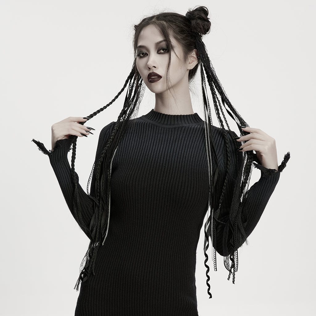 PUNK RAVE Women's Gothic Tassel Hair Accessory