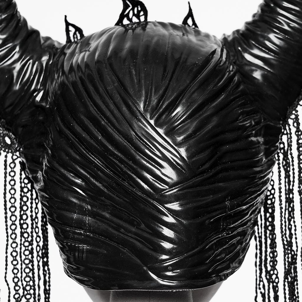 PUNK RAVE Women's Gothic Tassels Horned Headwear
