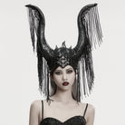 PUNK RAVE Women's Gothic Tassels Horned Headwear