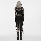 PUNK RAVE Women's Gothic Tattered Irregular Hem Long Sleeve Dress