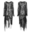 PUNK RAVE Women's Gothic Tattered Irregular Hem Long Sleeve Dress